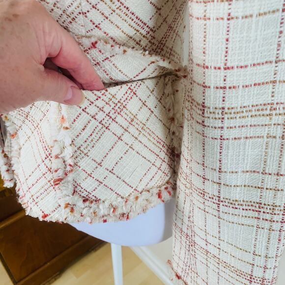 Vintage Anne Klein Size 2 Women's Tweed Fringe Blazer Jacket Wool Cotton Fall - Picture 6 of 13